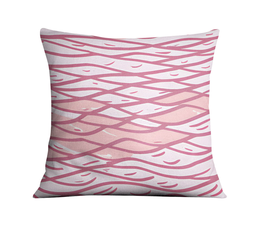 Pink Wavy Line Abstract Pattern Throw Pillow Cover