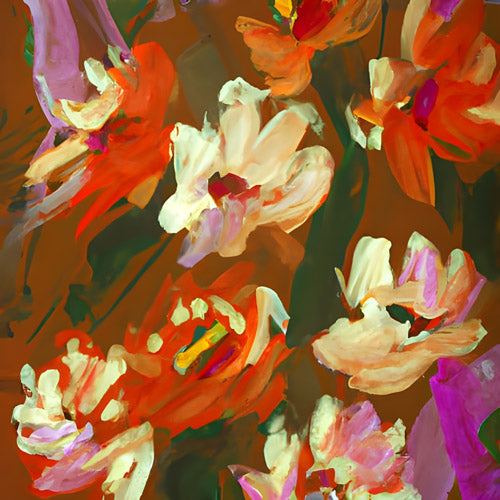 Red and Orange Floral Expression Artwork