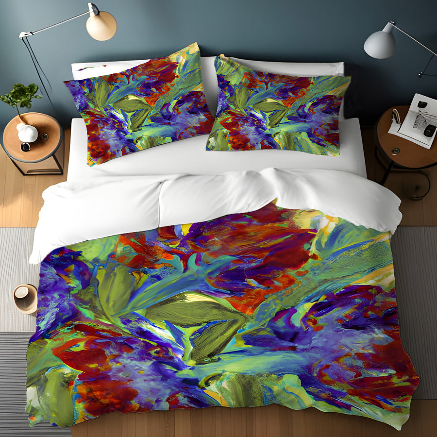 Multicolor Floral Abstract Artwork Duvet Cover