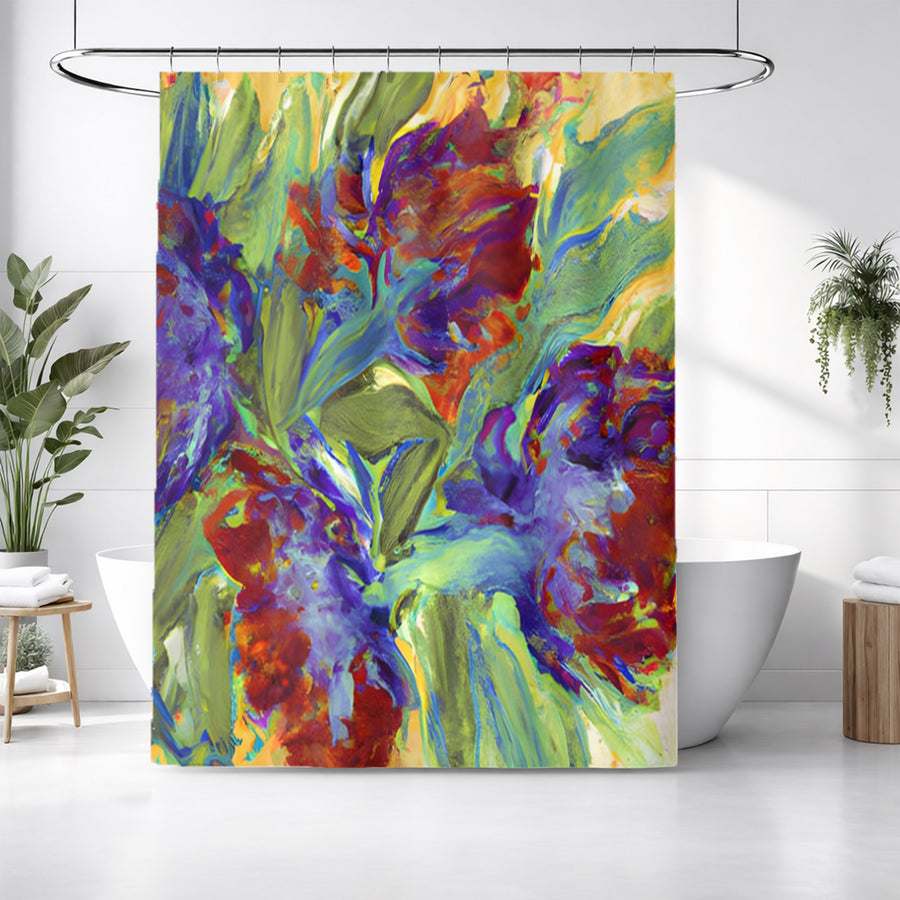 Multicolor Floral Abstract Artwork Shower Curtain