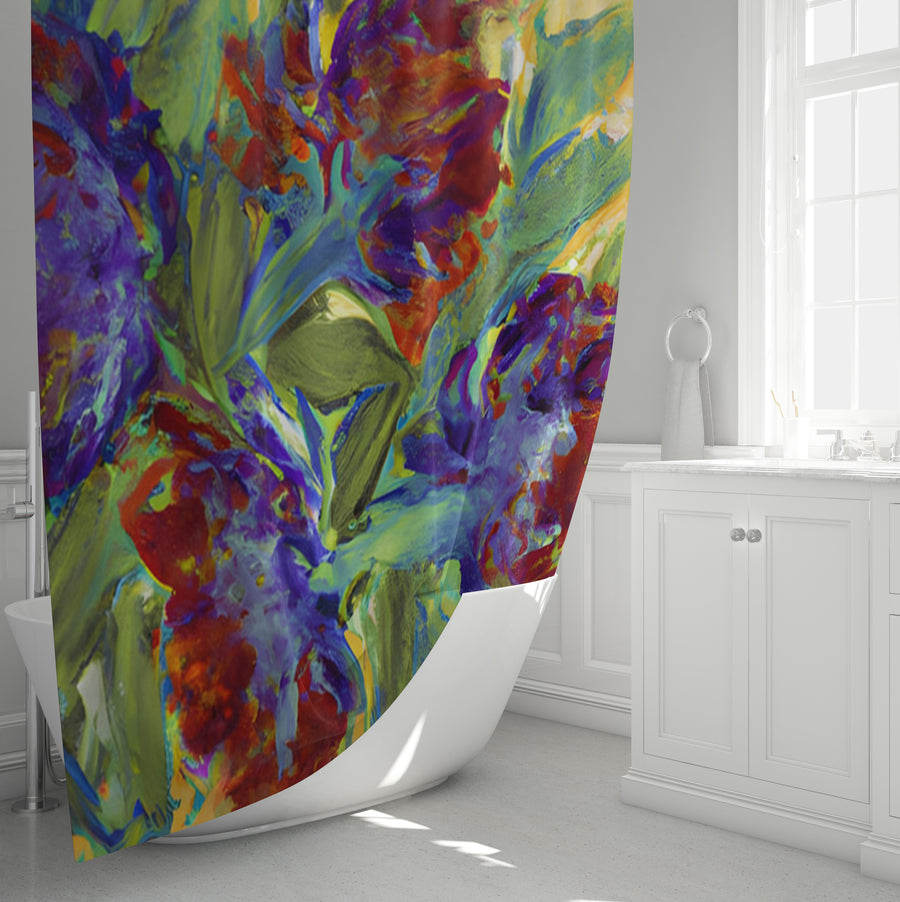 Multicolor Floral Abstract Artwork Shower Curtain