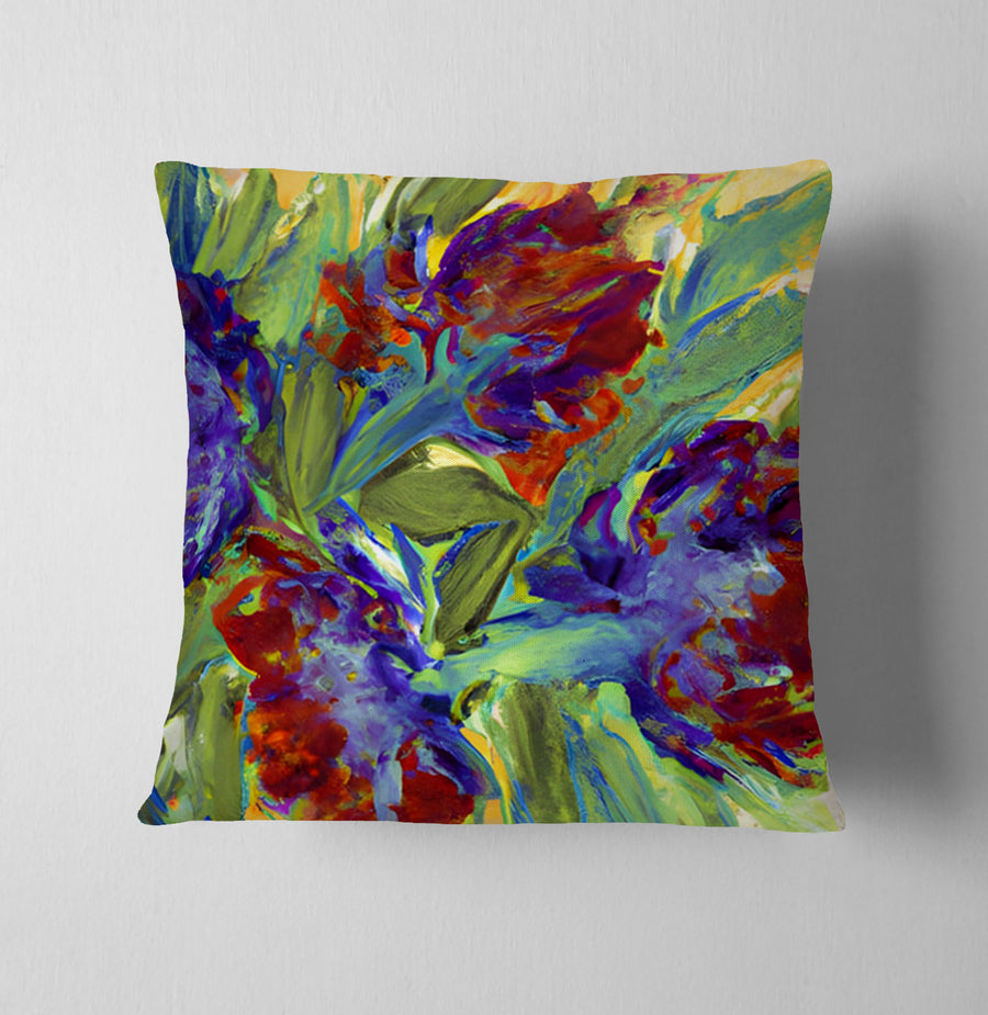 Multicolor Floral Abstract Artwork Throw Pillow Cover