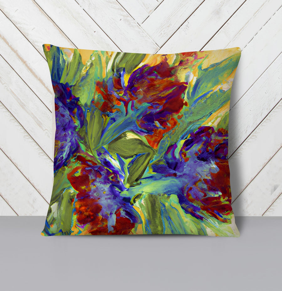 Multicolor Floral Abstract Artwork Throw Pillow Cover