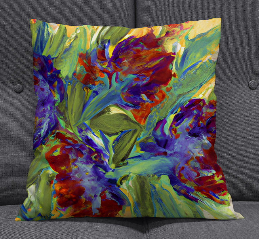 Multicolor Floral Abstract Artwork Throw Pillow Cover