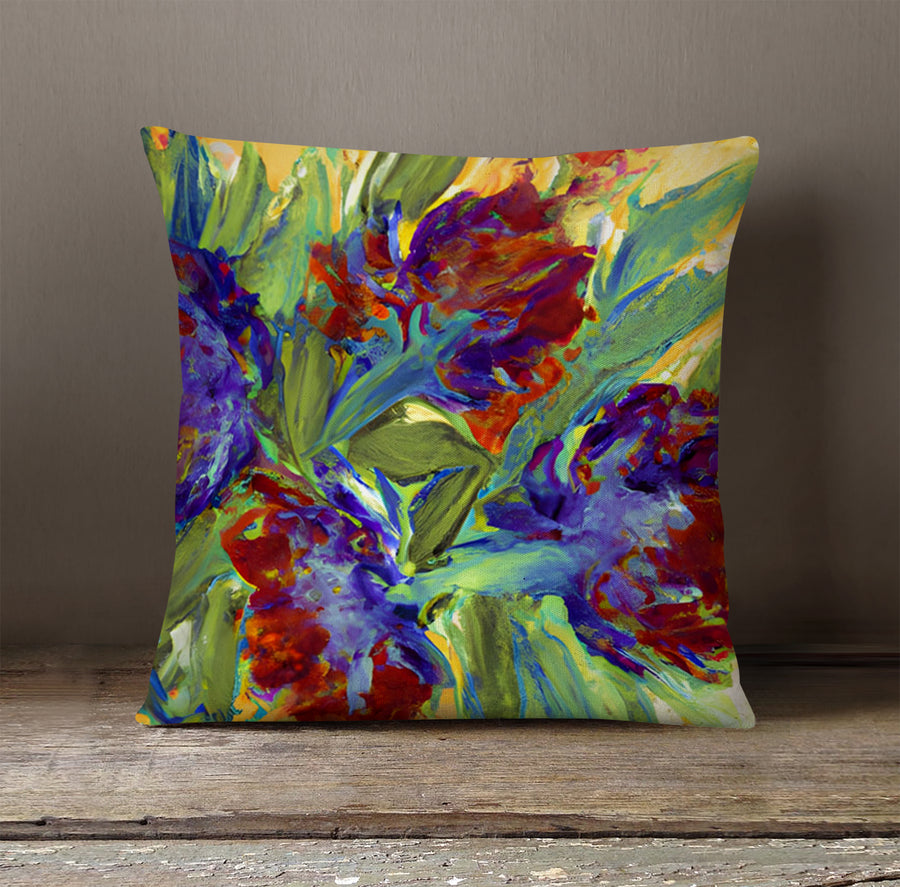 Multicolor Floral Abstract Artwork Throw Pillow Cover