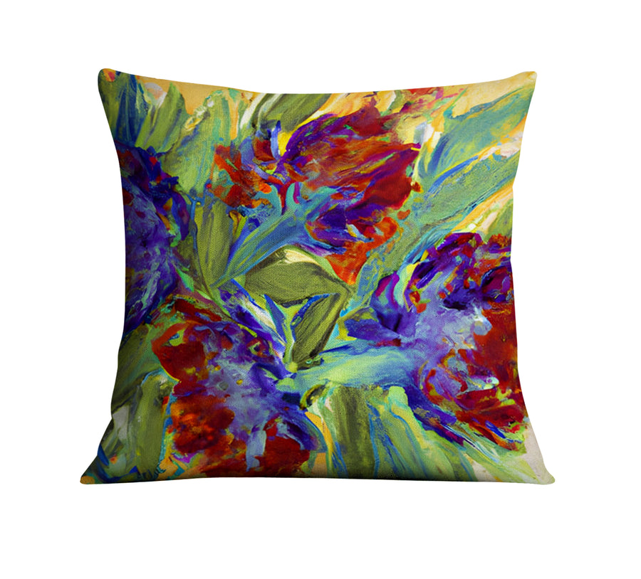 Multicolor Floral Abstract Artwork Throw Pillow Cover