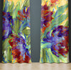 Floral Window Curtains - Green, Purple and Red Contemporary Floral Pattern - Deja Blue Studios