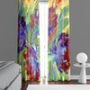 Floral Window Curtains - Green, Purple and Red Contemporary Floral Pattern - Deja Blue Studios