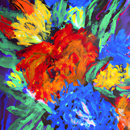 Red and Yellow Floral Burst Artwork