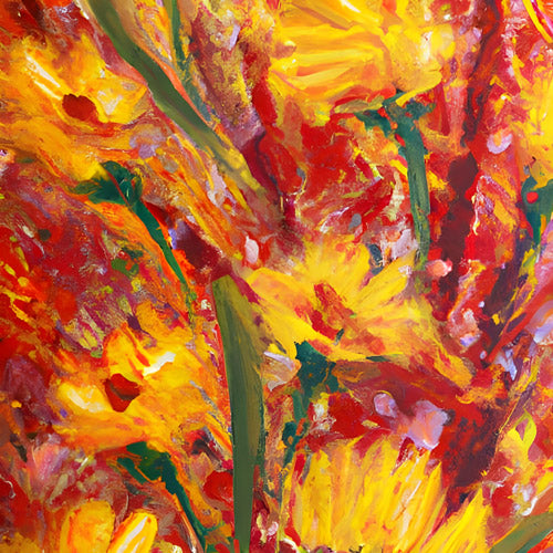 Orange Abstract Floral Expression Artwork