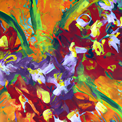 Multicolor Abstract Floral Brush Artwork