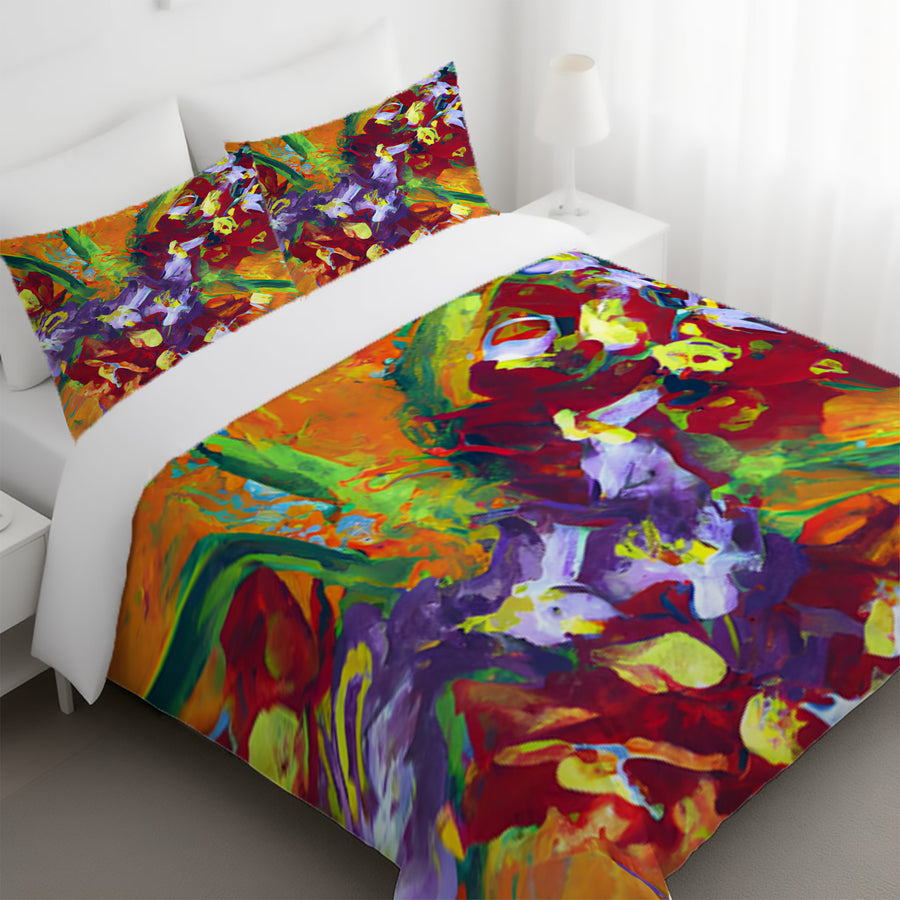 Multicolor Abstract Floral Brush Artwork Duvet Cover