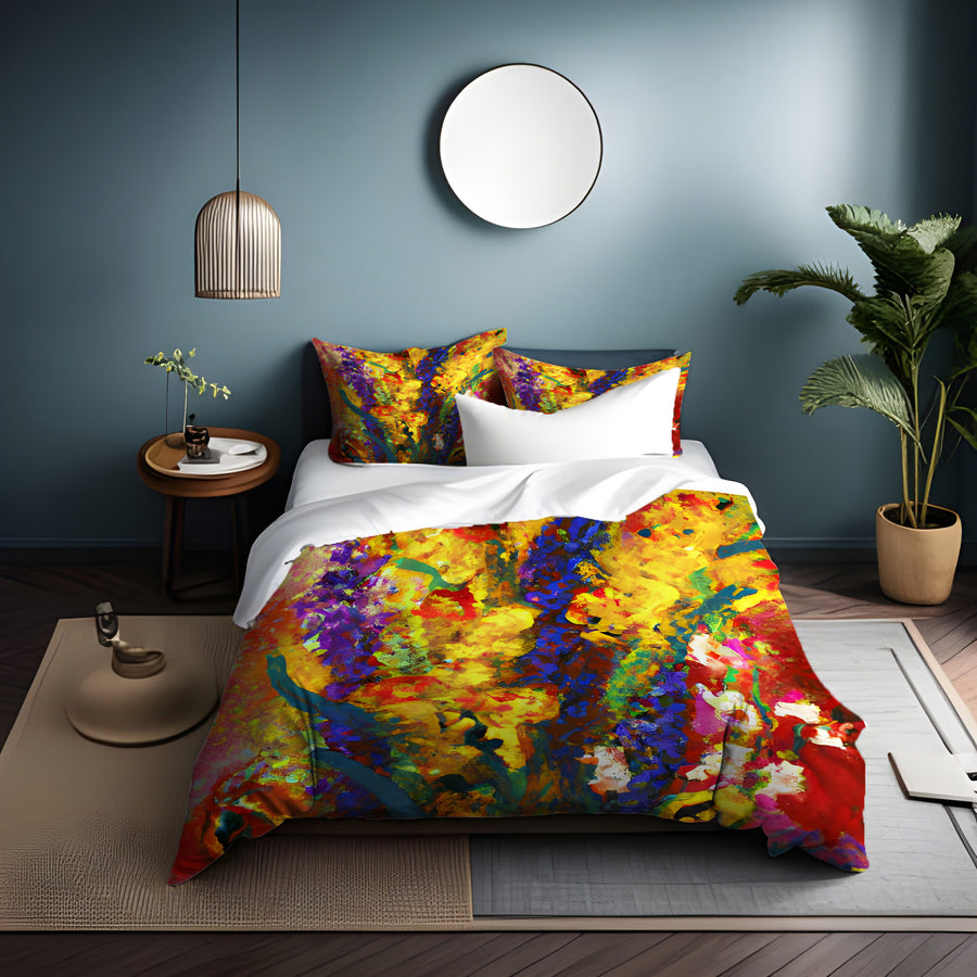 Multicolor Floral Abstract Texture Artwork Duvet Cover