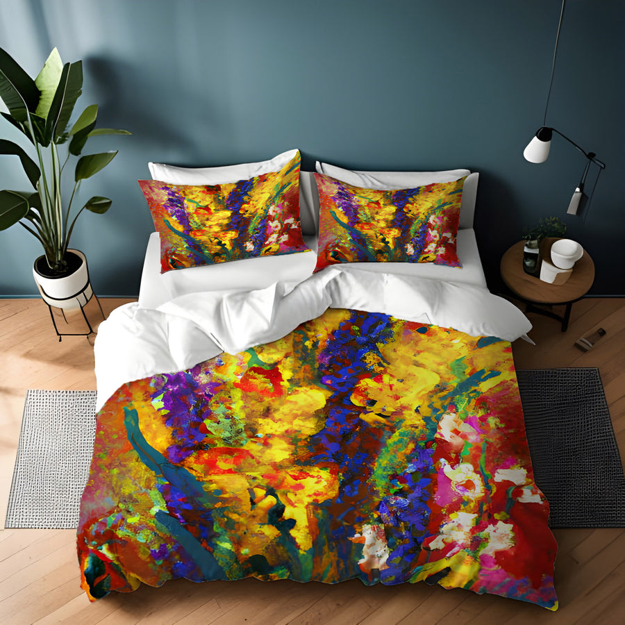 Multicolor Floral Abstract Texture Artwork Duvet Cover