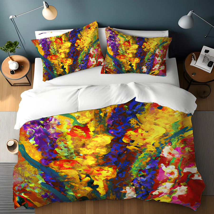 Multicolor Floral Abstract Texture Artwork Duvet Cover