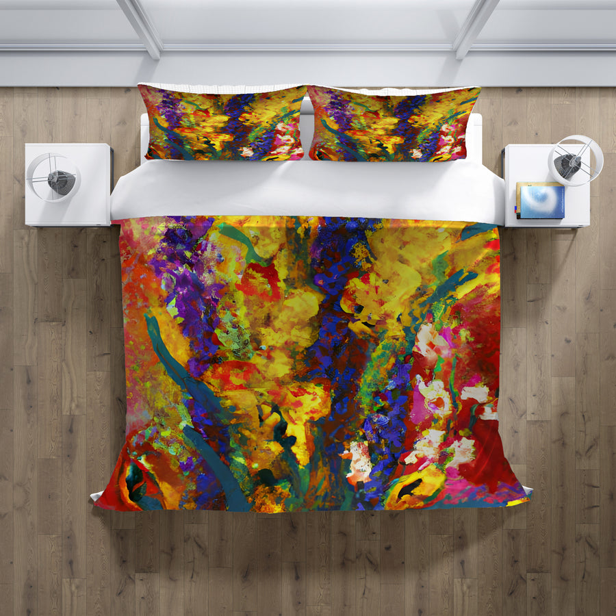 Multicolor Floral Abstract Texture Artwork Duvet Cover