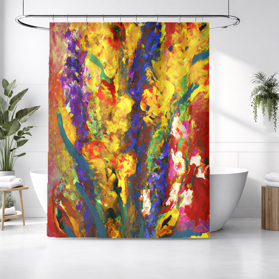 Multicolor Floral Abstract Texture Artwork Shower Curtain