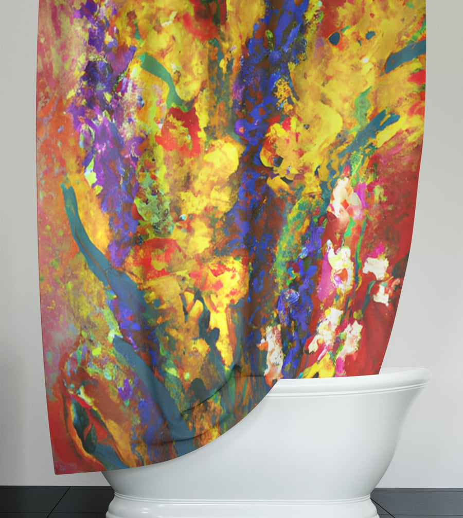 Multicolor Floral Abstract Texture Artwork Shower Curtain