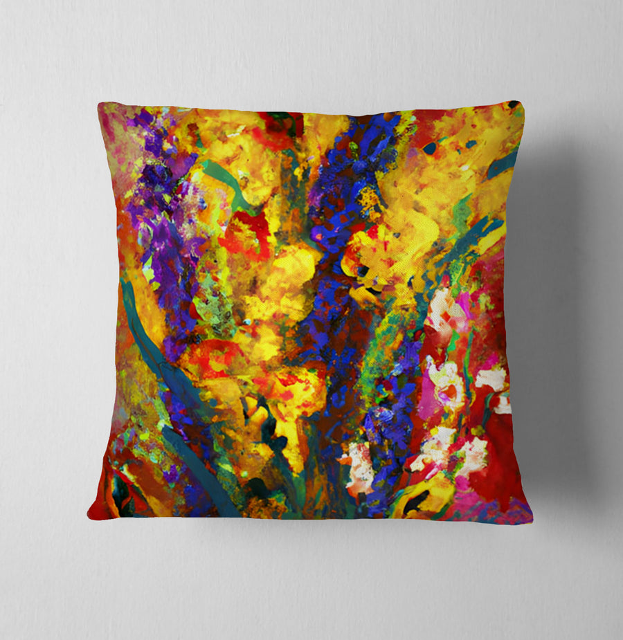 Multicolor Floral Abstract Texture Artwork Throw Pillow Cover