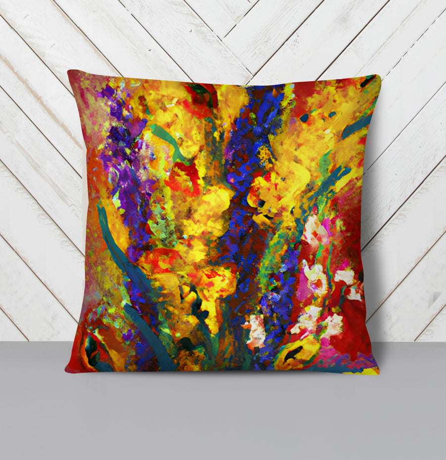 Multicolor Floral Abstract Texture Artwork Throw Pillow Cover