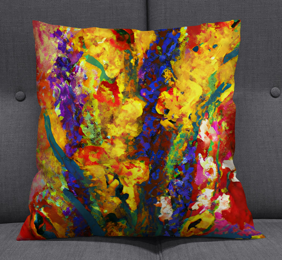 Multicolor Floral Abstract Texture Artwork Throw Pillow Cover