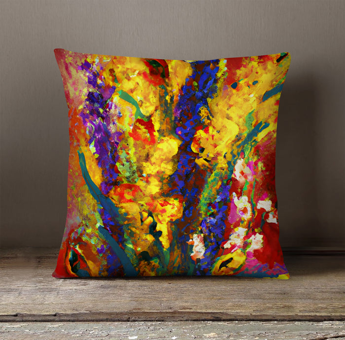 Multicolor Floral Abstract Texture Artwork Throw Pillow Cover