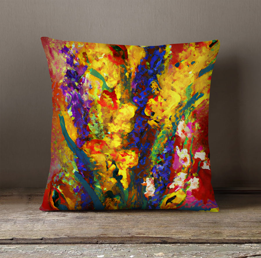 Multicolor Floral Abstract Texture Artwork Throw Pillow Cover