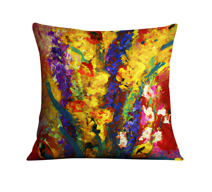 Multicolor Floral Abstract Texture Artwork Throw Pillow Cover