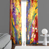 Abstract Window Curtains - Yellow and Purple Painted Floral Print - Deja Blue Studios