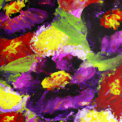 Purple and Yellow Floral Expression Artwork