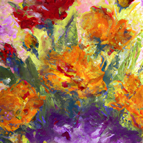 Orange and Purple Floral Abstract Artwork