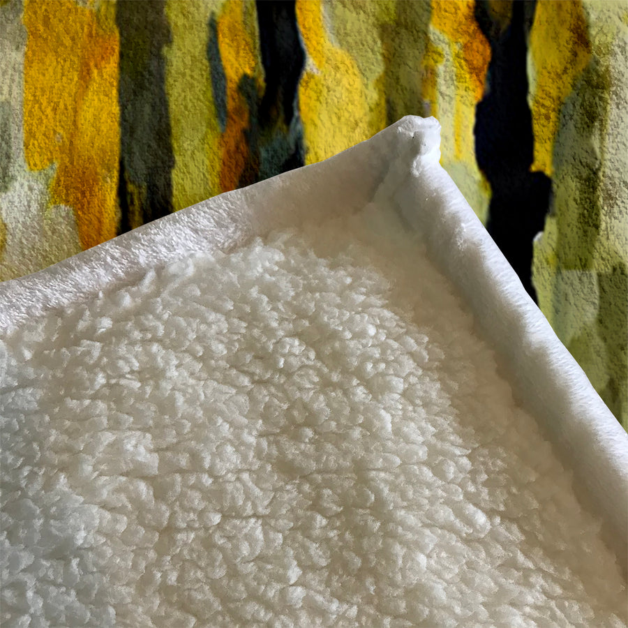 Black and Yellow Vertical Stripe Texture Pattern Fleece Sherpa Blanket