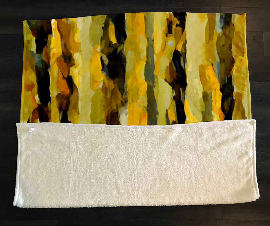Black and Yellow Vertical Stripe Texture Pattern Fleece Sherpa Blanket