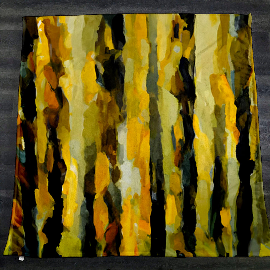 Black and Yellow Vertical Stripe Texture Pattern Fleece Sherpa Blanket