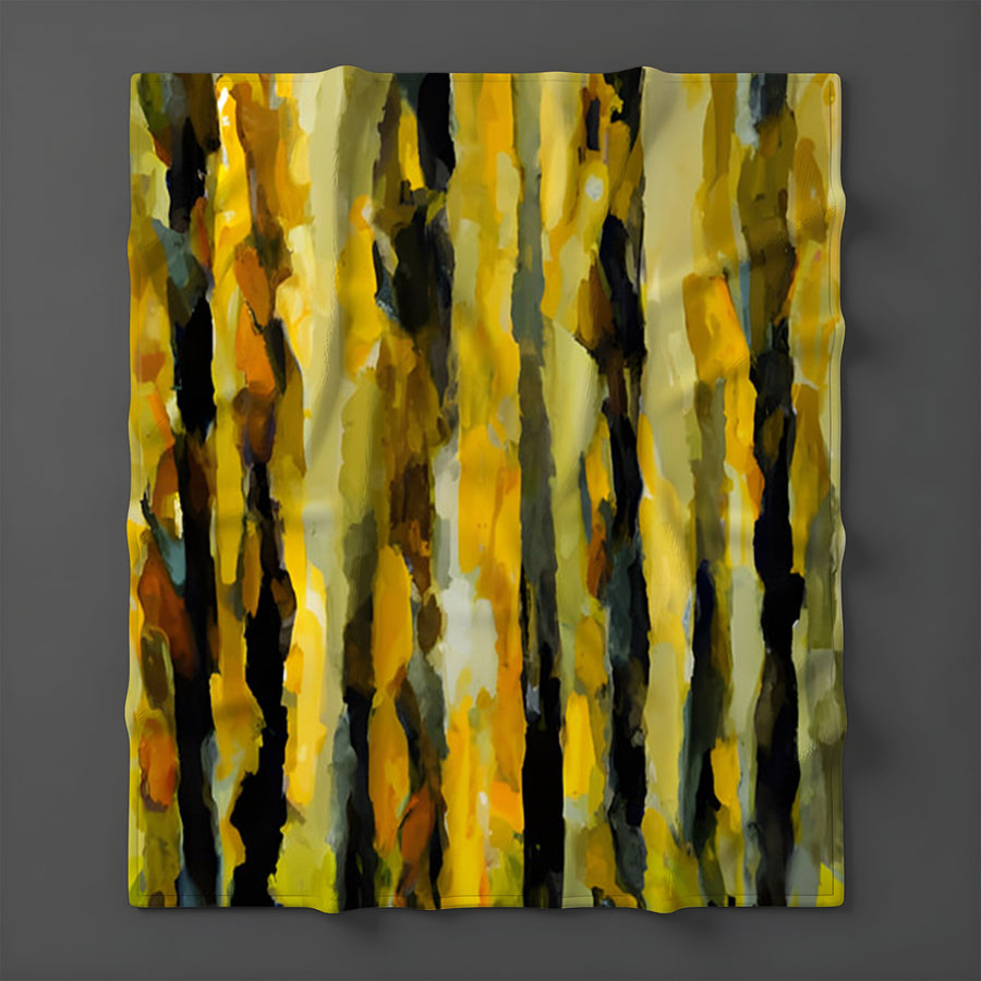 Black and Yellow Vertical Stripe Texture Pattern Fleece Sherpa Blanket