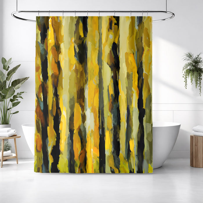 Black and Yellow Vertical Texture Pattern Shower Curtain