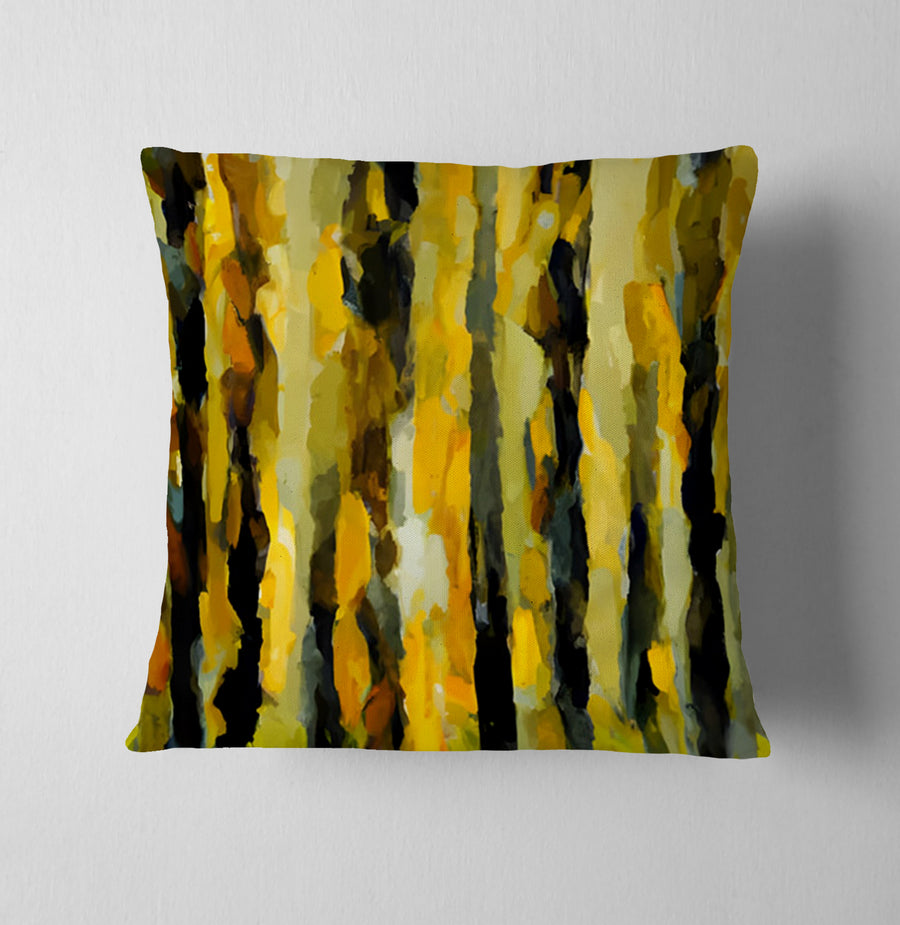 Black and Yellow Vertical Stripe Texture Pattern Throw Pillow Cover