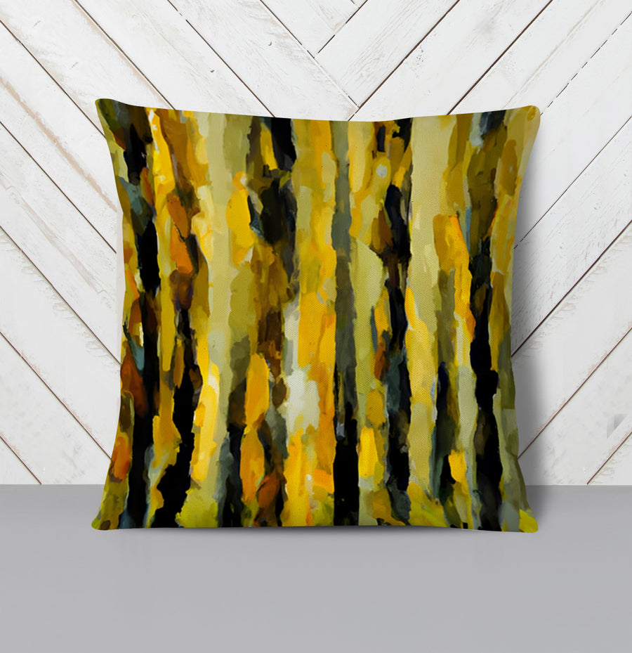 Black and Yellow Vertical Stripe Texture Pattern Throw Pillow Cover