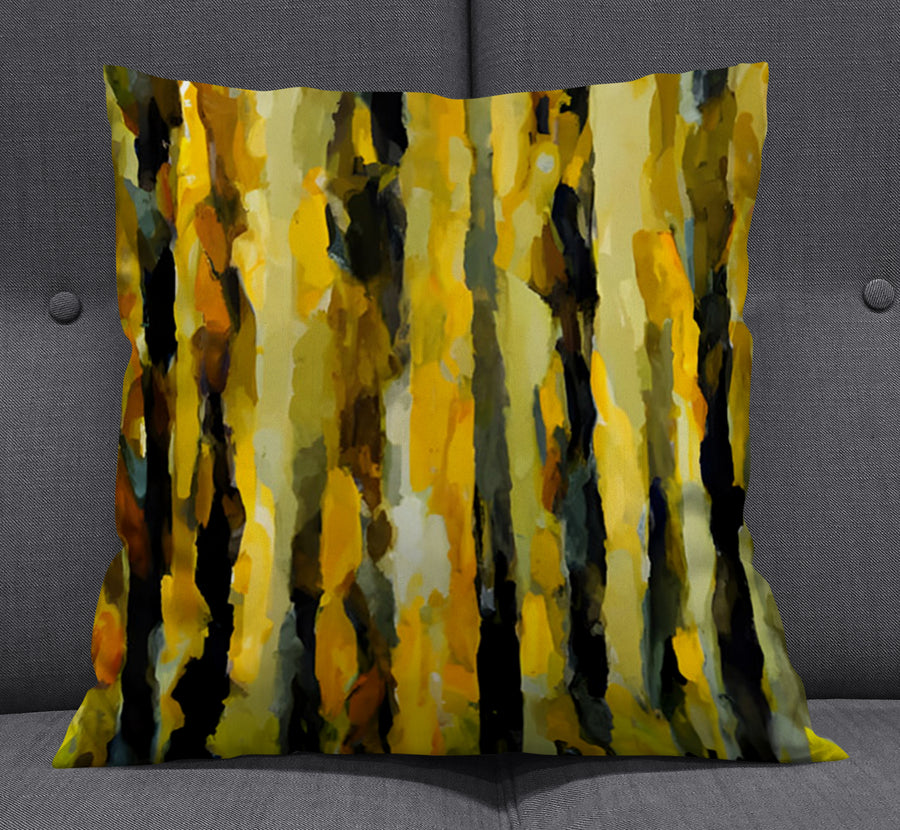 Black and Yellow Vertical Stripe Texture Pattern Throw Pillow Cover