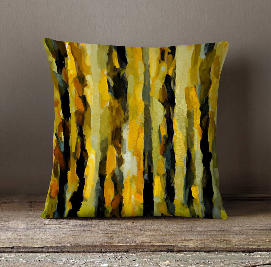 Black and Yellow Vertical Stripe Texture Pattern Throw Pillow Cover