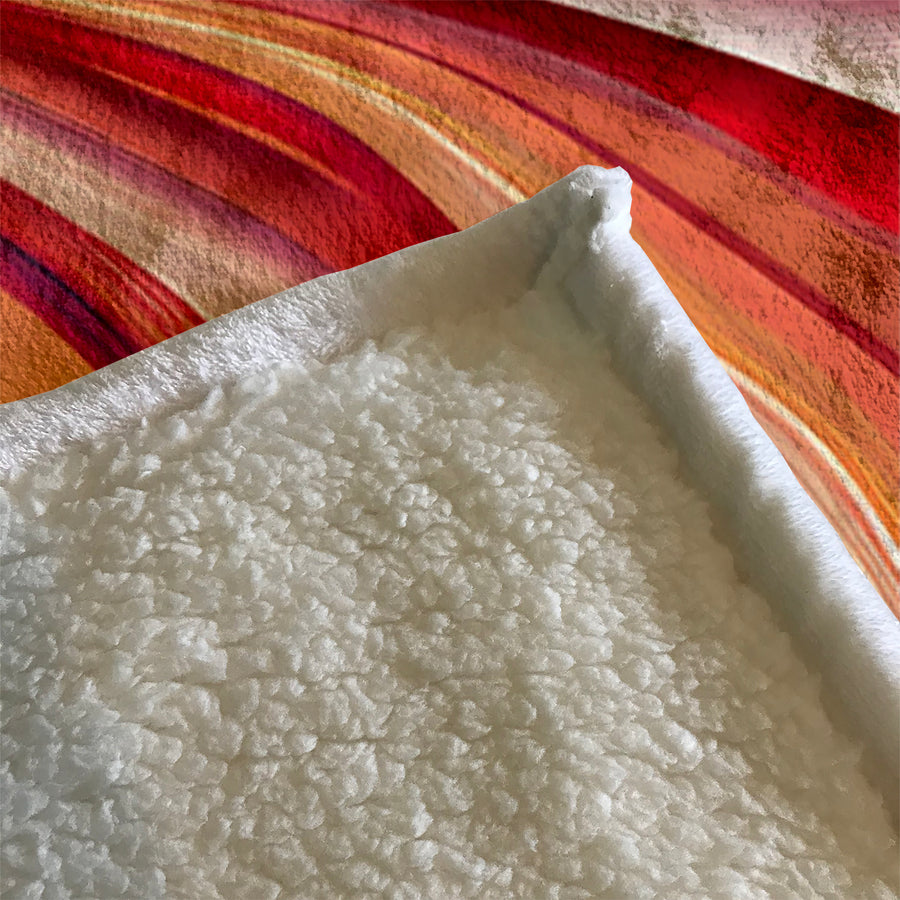 Red and Beige Marble Flow Pattern Fleece Sherpa Blanket