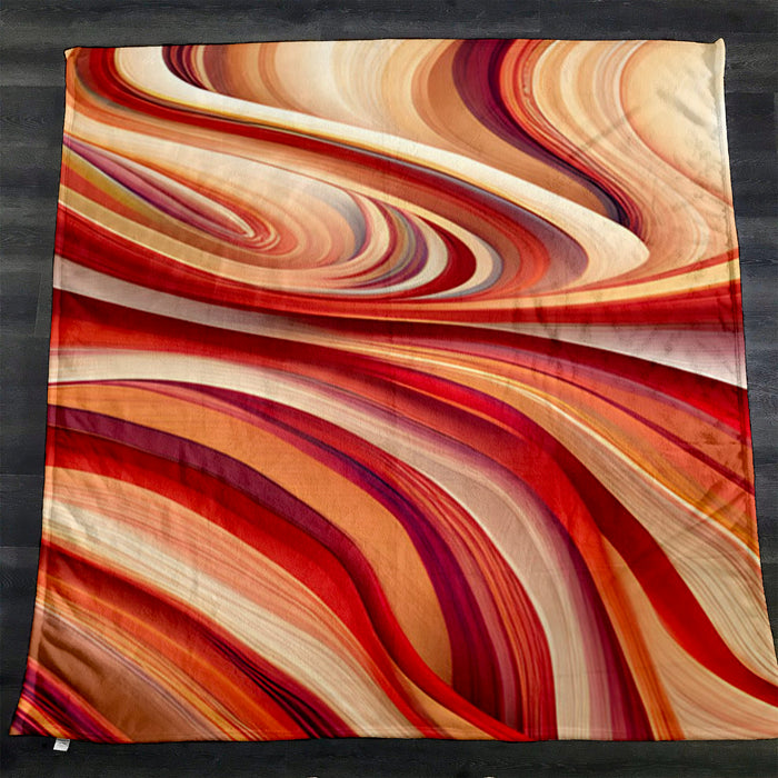Red and Beige Marble Flow Pattern Fleece Sherpa Blanket