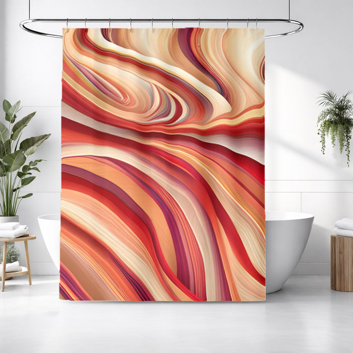 Red and Beige Marble Flow Pattern Shower Curtain