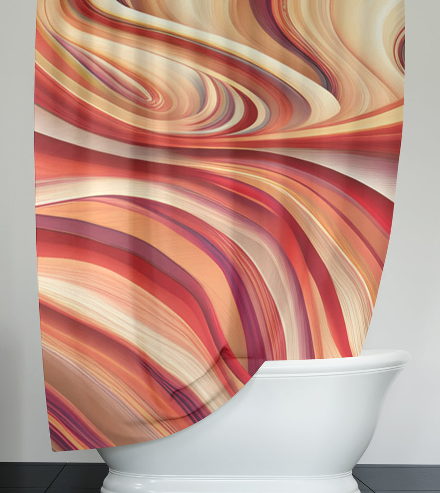 Red and Beige Marble Flow Pattern Shower Curtain