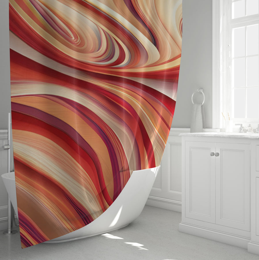 Red and Beige Marble Flow Pattern Shower Curtain