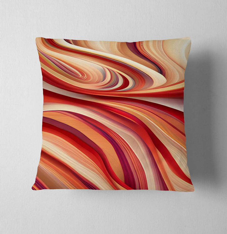 Red and Beige Marble Flow Pattern Throw Pillow Cover