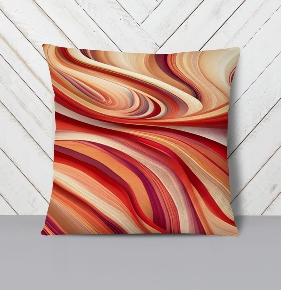 Red and Beige Marble Flow Pattern Throw Pillow Cover