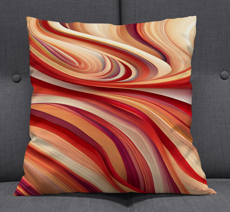Red and Beige Marble Flow Pattern Throw Pillow Cover