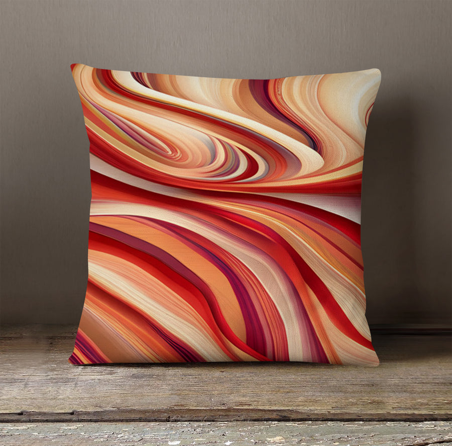 Red and Beige Marble Flow Pattern Throw Pillow Cover