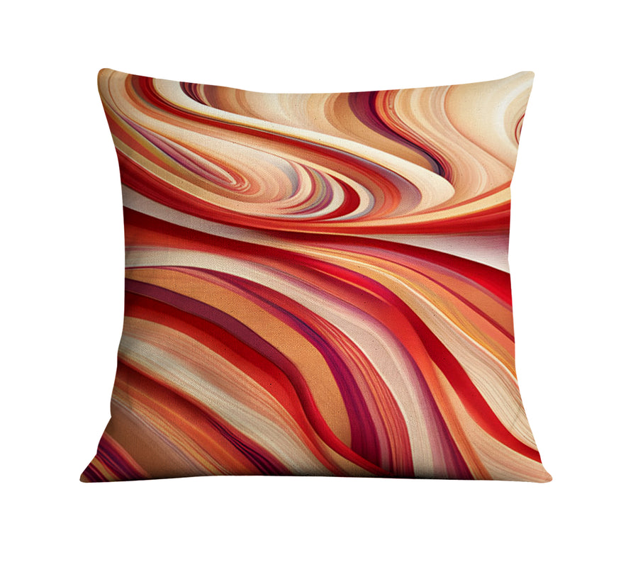 Red and Beige Marble Flow Pattern Throw Pillow Cover